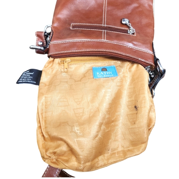 Y2K Vintage Kathy Van Zeeland Brown Studded Chainlink Vinyl Mini Shoulder Bag - Picture 10 of 11